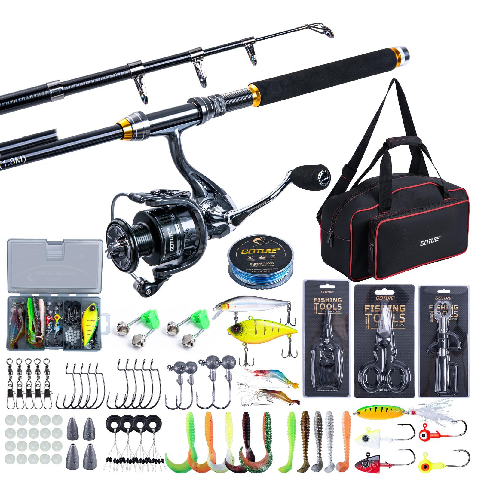 Fishing Lure Spinner - Goture Vissen Telescopische Hengel en Reel