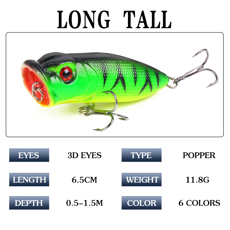 6 stks 6 kleuren (opp zak)/5 s - Fishing Lure Popper recensie en prijs